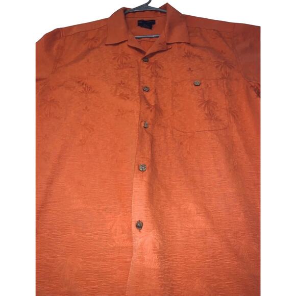 Gordon Clothing Short Sleeve Button Front Shirt - Large Orange Palm Tree Pattern - Picture 9 of 11